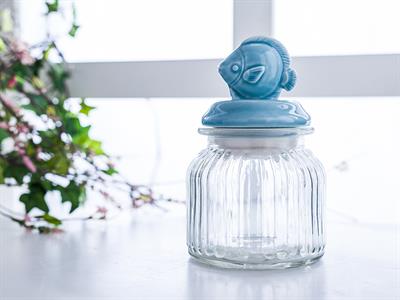 Marine КУТИЯ ЗА СЪХРАНЕНИЕ Stoneware 11x18 cm Light Blue