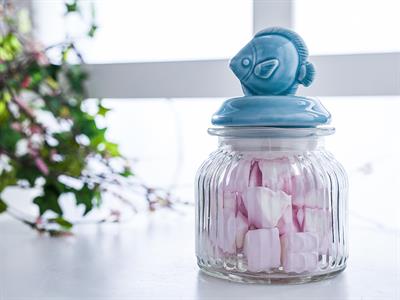 Marine КУТИЯ ЗА СЪХРАНЕНИЕ Stoneware 11x18 cm Light Blue