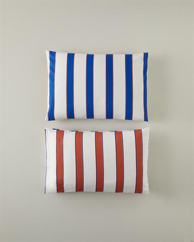 Marine Stripe Cotton 2 pcs Pillow Case 50x70 cm Navy Blue - Orange