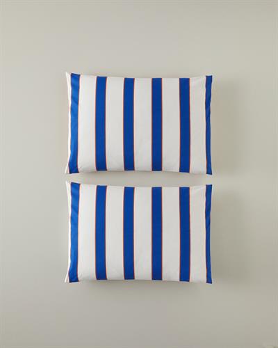 Marine Stripe Cotton 2 pcs Pillow Case 50x70 cm Navy Blue - Orange