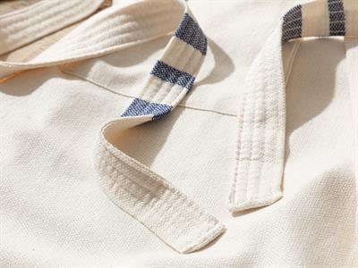 Marine Stripe Peshtemal Mens Bathrobe L-XL Beige - Dark Blue