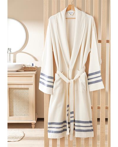 Marine Stripe Халат За Баня Мъжки Пещемал S-M Бежов - Син.