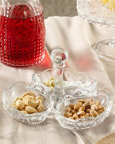 Marsha Glass Three Part Presentation Plate 20x20x13 cm Transparent