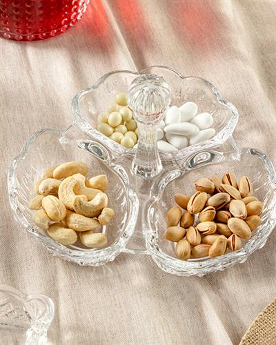 Marsha Glass Three Part Presentation Plate 20x20x13 cm Transparent