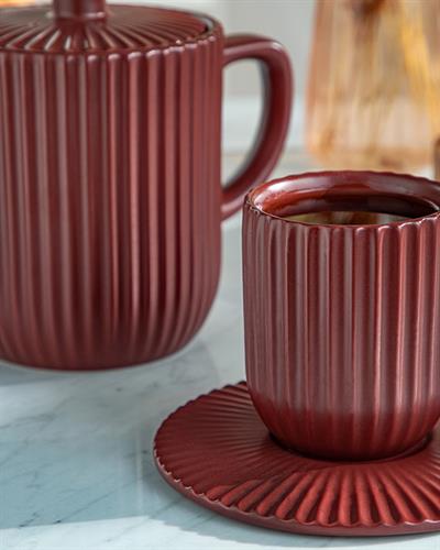 Martinez Демлик Сервиз Керамика, Бордо Червено, 1000 Ml + 300 Ml