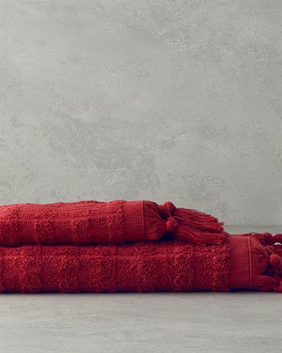 Marvin Кърпа За Лице С ресни Памучен 50x80 см Червен