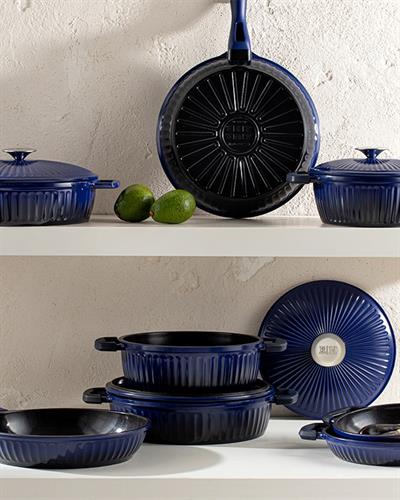 Master Cast Aluminum Casting Shallow Frying Pan 20 cm Dark Blue