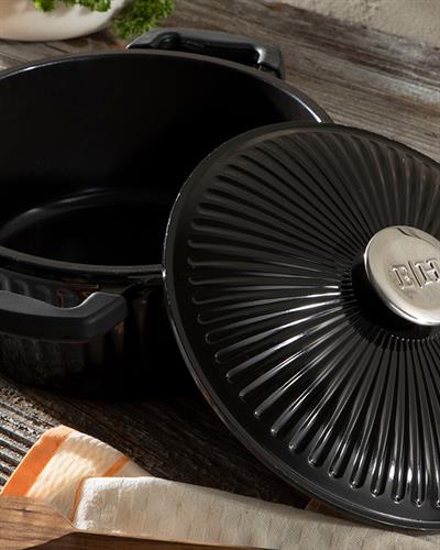 Master Cast Induction Тенджера Дълбока, Алуминиева Отливка, Черно, 24 Cm