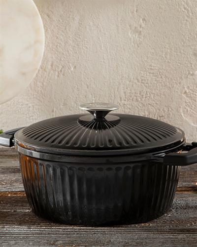 Master Cast Induction Тенджера Дълбока, Алуминиева Отливка, Черно, 24 Cm