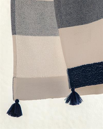 Maya Кърпа За Плаж на райе Памучен 75x150 см Бял - Морскосин