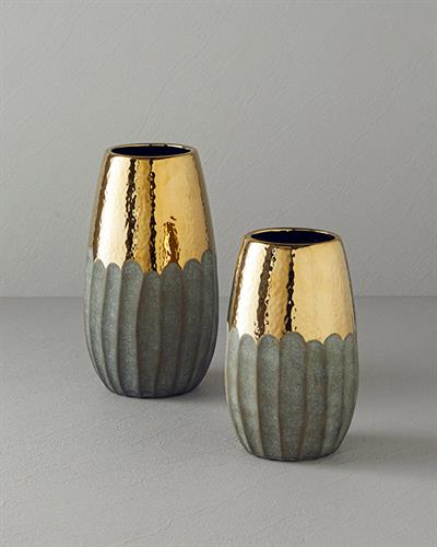 Megan Ваза Каменна керамика 13x21 см Златен