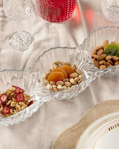 Megan Glass Three Part Appetizers 38 cm Transparent