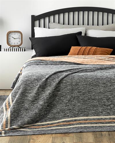 Melange Frame Одеяло Единичен Памучен 150x200 см Антрацит - Бежов