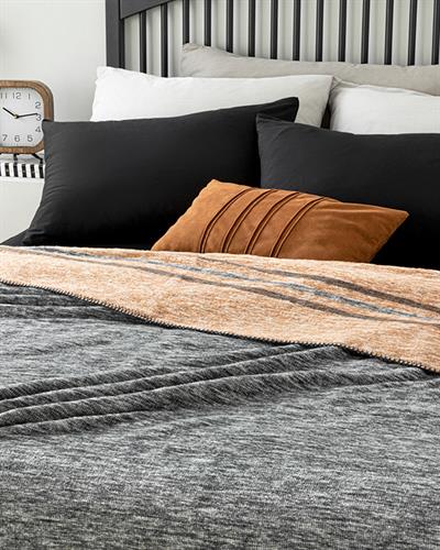 Melange Frame Одеяло Единичен Памучен 150x200 см Антрацит - Бежов