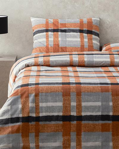 Meta Check Спален Комплект Единичен Лесно за гладене 160x220 см Теракота