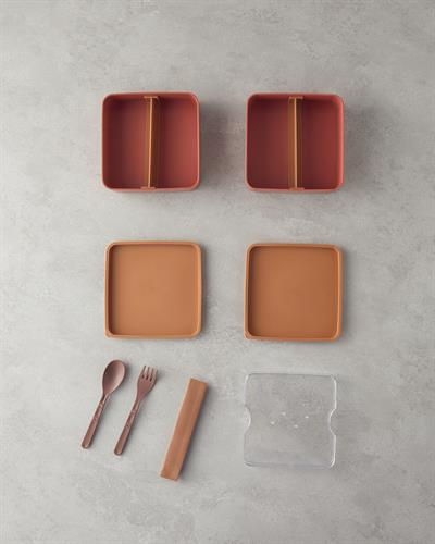 Mezaluna Кутия За Обяд На 2 нива Пластмаса 710 мл+710 мл Оранжев