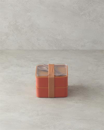 Mezaluna Кутия За Обяд На 2 нива Пластмаса 710 мл+710 мл Оранжев