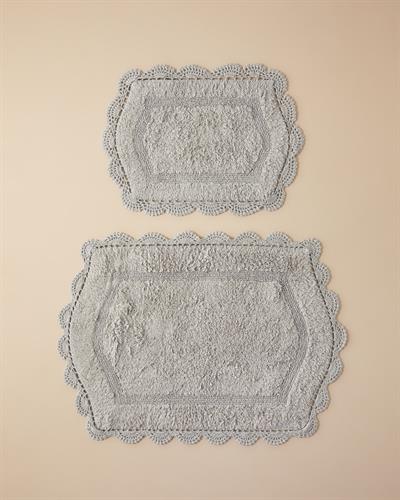 Mia Постелка За Баня Ко Памучен, Сиво, 60 X 90 + 40 X 60 Cm