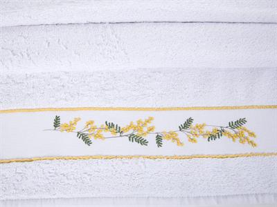 Mimosa Flowers ХАВЛИЯ ЗА ЛИЦЕ Бродирани 50x80 cm White