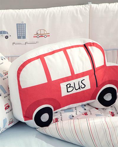 Mini Bus Бебешк Декоративна Възглавница 41x26 Червен