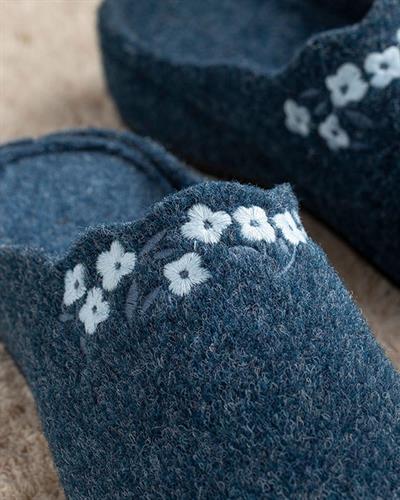 Mini Flower felt Women Home Slippers 39 Dark Blue