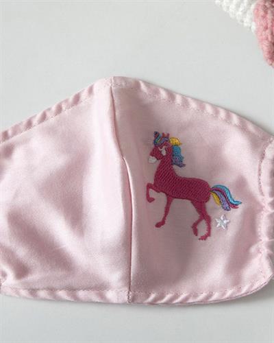 Mini Unicorn Детска Маска Плат, Памучен, Розово, 4-12 Години