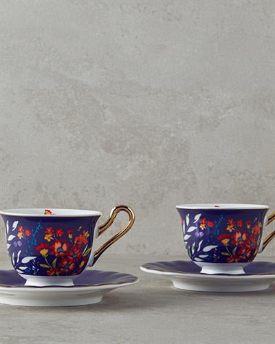 Miranda New Bone China 4 Parça 2 Kişilik Coffee Cup Set 90 ml Dark Blue