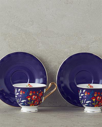 Miranda New Bone China 4 Parça 2 Kişilik Coffee Cup Set 90 ml Dark Blue
