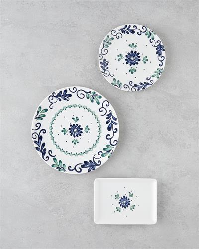 Сервиз за закуска и предястия Порцелан 18 части за 6 души Син