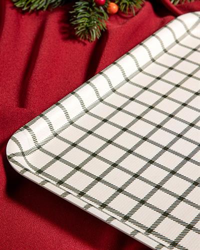 Modern Check Табла Нехлъзгаща Се, Меламин, Бяло-Зелено, 27 X 36 Cm