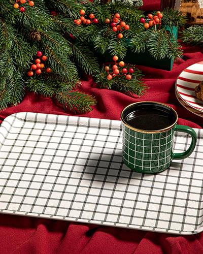 Modern Check Табла Нехлъзгаща Се, Меламин, Бяло-Зелено, 27 X 36 Cm