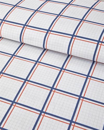 Modern Checkers Спален Комплект Двоен Лесно за гладене 200x220 см Син - Оранжев