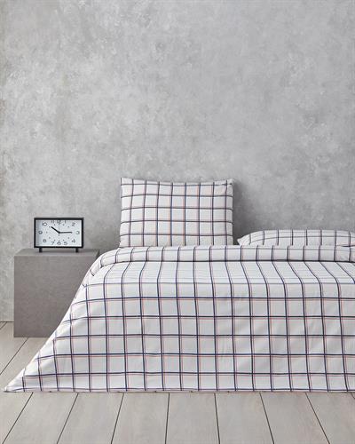 Modern Checkers Спален Комплект Двоен Лесно за гладене 200x220 см Син - Оранжев