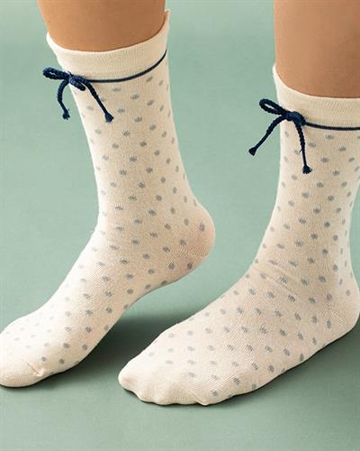 Modern Dot Чорап С Дълга Дължина Дамски, Памучен, Екру, 36-40