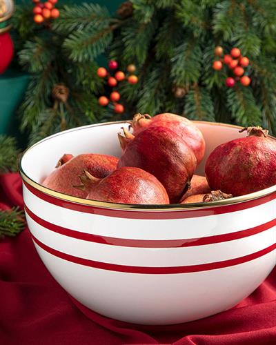 Modern Lines Enamel Mixing Bowl 24 cm Red