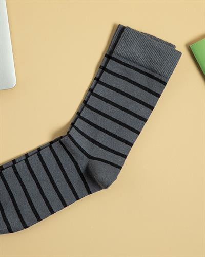 Modern Lines Cotton Mens Long Length Sock 40-44 Anthracite