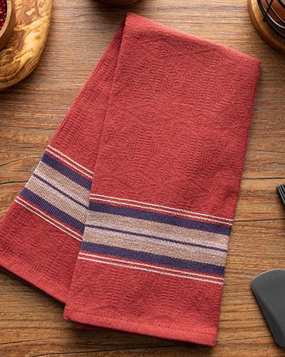 Modern Moire Кърпа За Изсушаване Памучен, Бордо Червено, 45 X 65 Cm