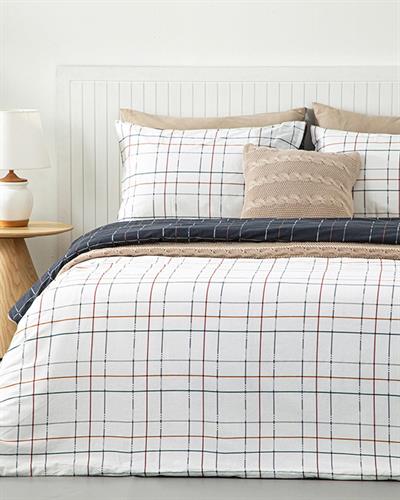 Modern Plaid Спален Комплект Единичен Памучен 160x220 см Сив