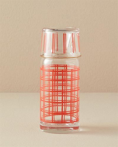 Modern Square Glass Bedside Water Bottle 700 ml Black