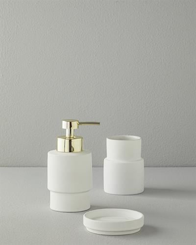 Moderna Комплект За Баня 3 бр. Каменна керамика 9x17,8+8,4x11,5+10,7x2,5 см Бял