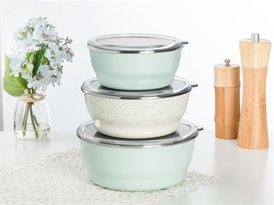 Modest КУТИЯ ЗА СЪХРАНЕНИЕ 3 бр. Емайлиран 14 - 16 - 18 cm Seledon,