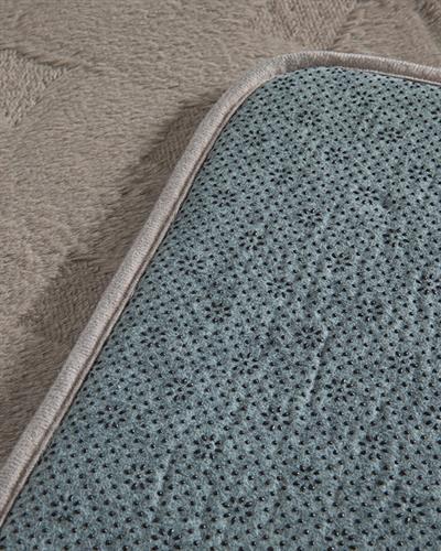 Modest Grid Rabbit Plush Bath Mat Set 60x90 cm+45x60 cm Beige