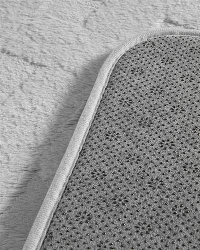 Modest Grid Rabbit Plush Bath Mat Set 60x90 cm+45x60 cm Gray