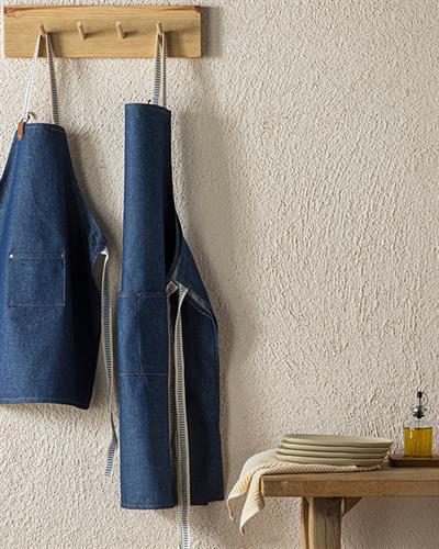 Mom&Kid Кухненска Престилка 2Бр., Памучен, Синьо, 56X76 Cm+43X53 Cm