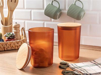 Mona Кутия За Съхранение 2 бр. Пластмаса 1500 мл Кехлибар