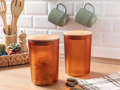 Mona Кутия За Съхранение 2 бр. Пластмаса 1500 мл Кехлибар