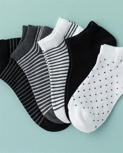 Moniz Чорапи Дамски 5 Бр., Памучен Полиестер, Черно-Бяло-Сиво, 36-40