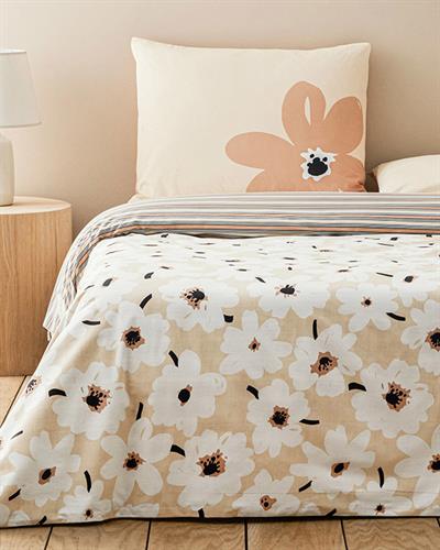 Mono Bloom Спален Комплект Единичен Памук 160x220 см Кремав