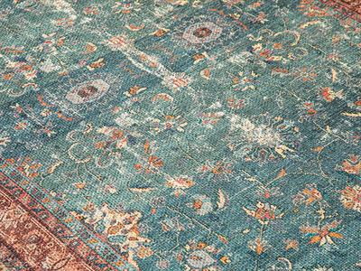 Montglam Buddy Декоративен Килим Шенил Тъкан, Синьо-Кафяво, 77 X 150