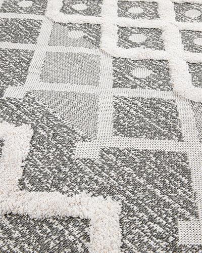 Moroccan Килим С бродерия 154x230 Бял - Сив